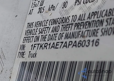 2010 Ford Ranger Xl from USA, damaged, VIN 1FTKR1AE7APA60316